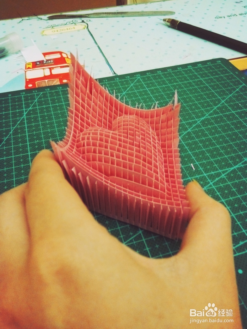 手工DIY纸雕 3D立体爱心