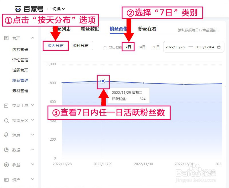 百家号如何查看7日活跃粉丝
