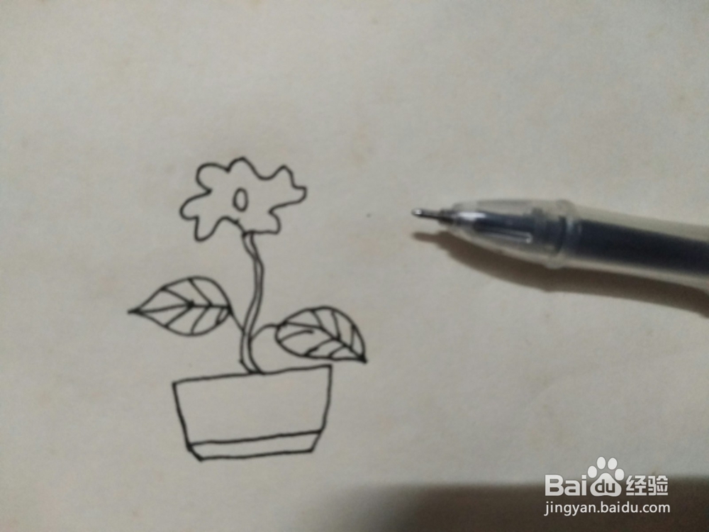 盆栽花的简笔画
