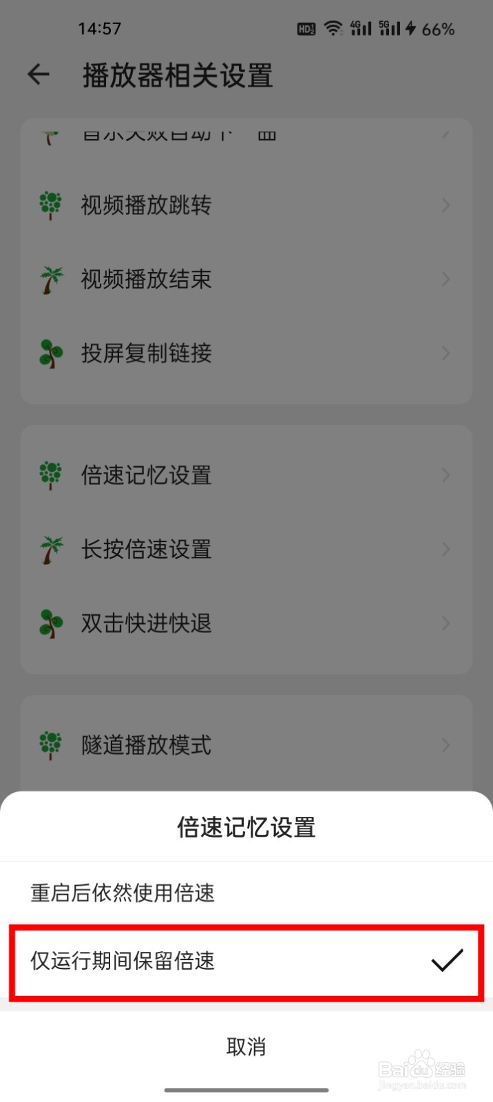 海阔视界如何设置倍速记忆为仅运行期间保留倍速