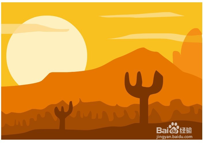 flash如何绘制日落的荒野背景