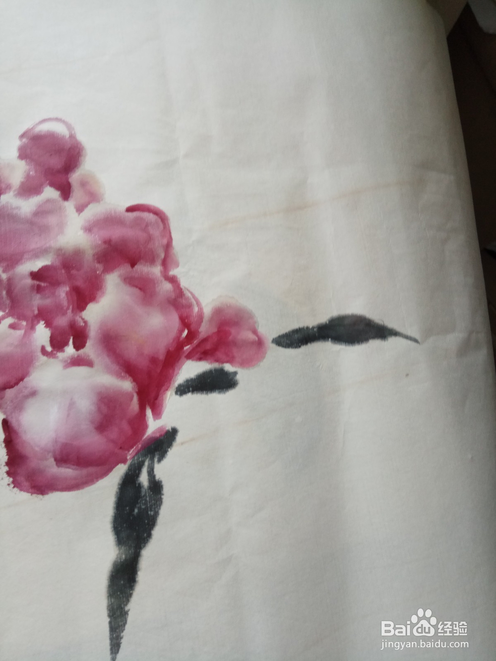 半开折枝牡丹的写意画法