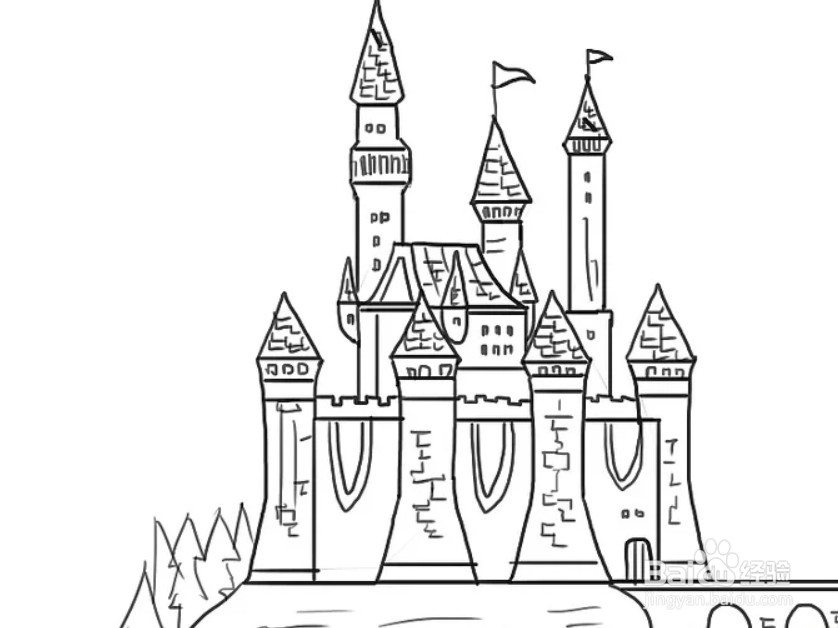 画城堡线条图片