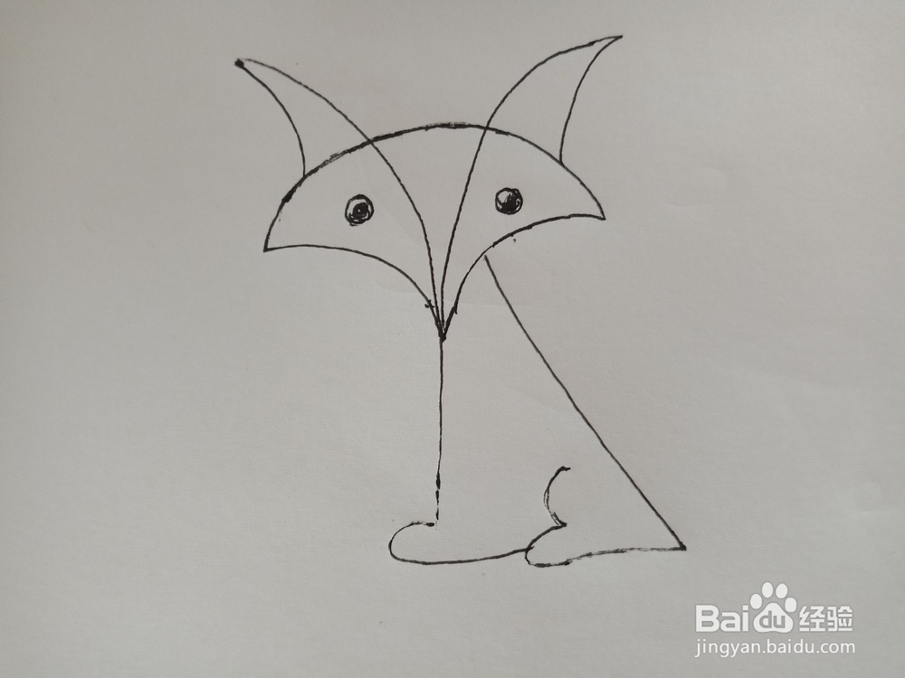 趣味画--扇形画狐狸