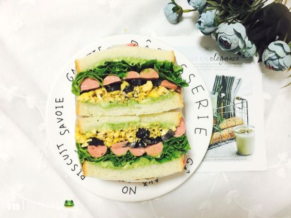 牛油果鸡蛋火腿三明治