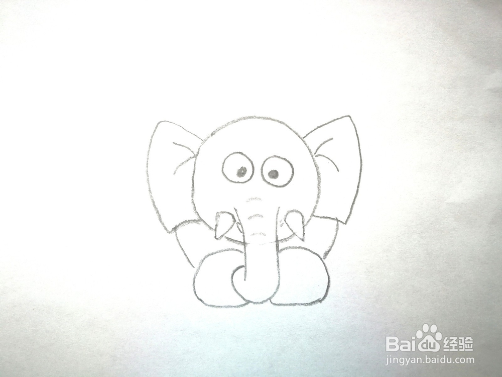 卡通小象的铅笔画画法
