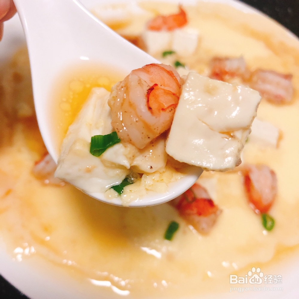 怎么简单的做虾仁嫩豆腐蒸蛋?