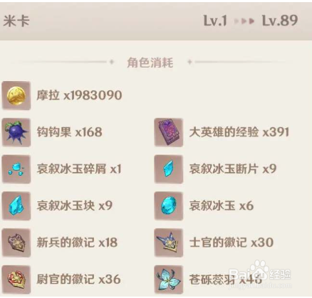 原神米卡升级突破材料一览