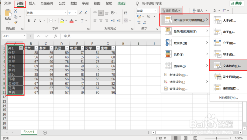 Excel条件格式中的突出显示单元格规则使用方法