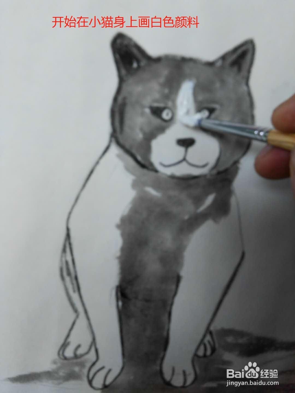 水彩画坐着的小猫的画法