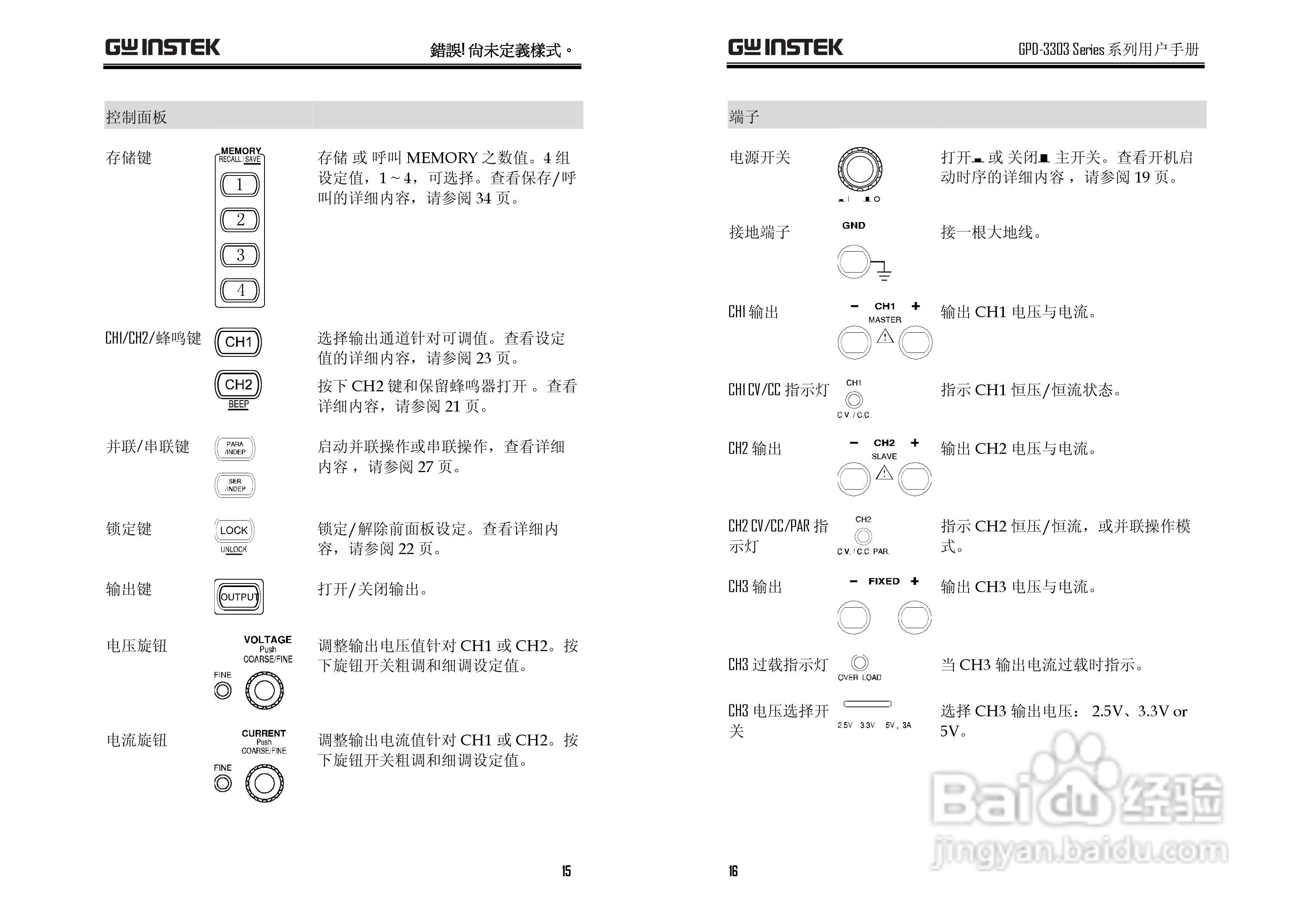 固纬GPD3303D/S直流电源供应器说明书:[1]