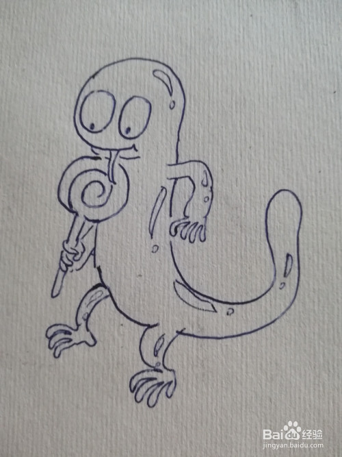 怎么画吃棒棒糖的卡通娃娃鱼