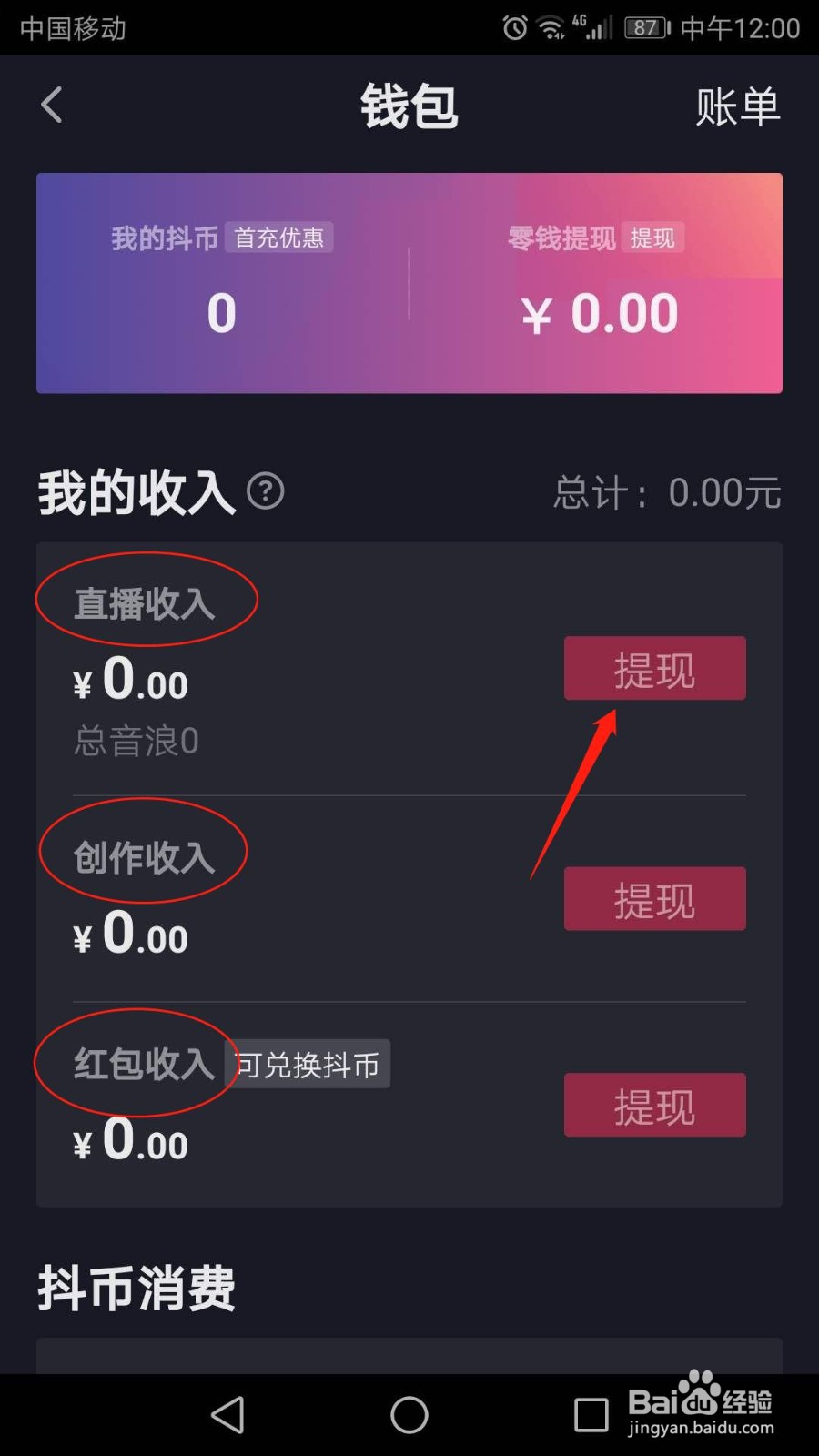 抖音怎么查看钱包账单