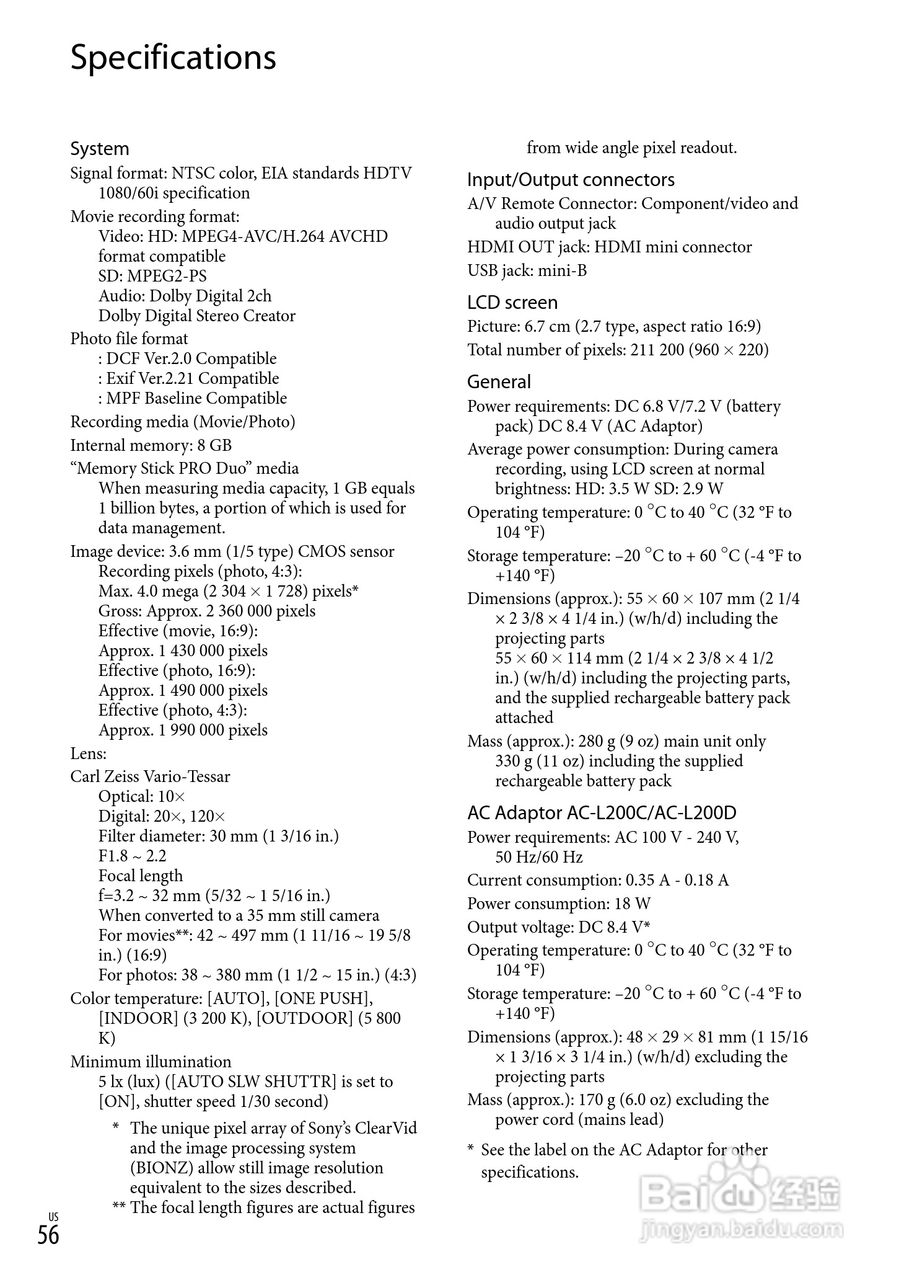 索尼HDR-CX100数码摄像机使用说明书:[6]