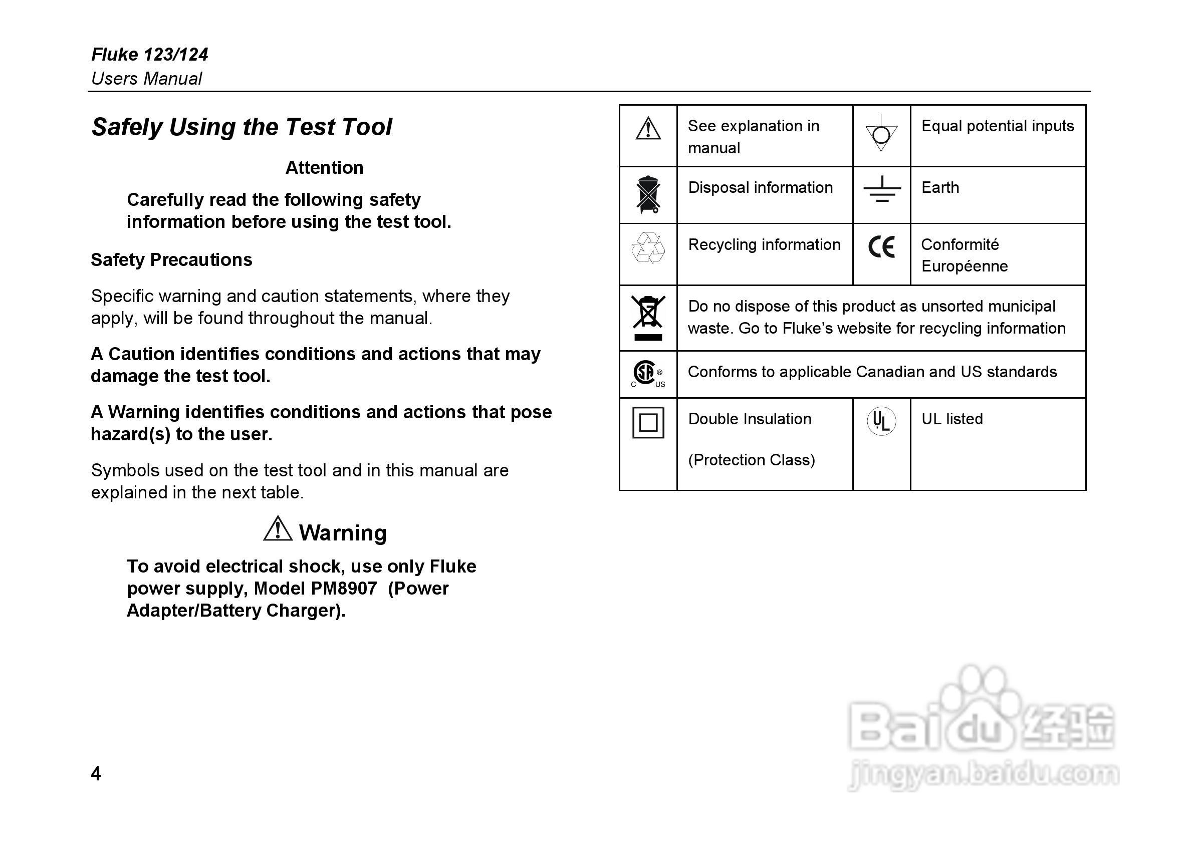 福禄克Fluke 124示波表使用说明书:[2]