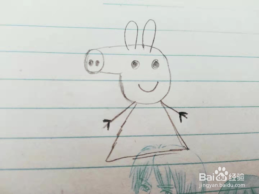 怎么画一只卡通佩奇简笔画