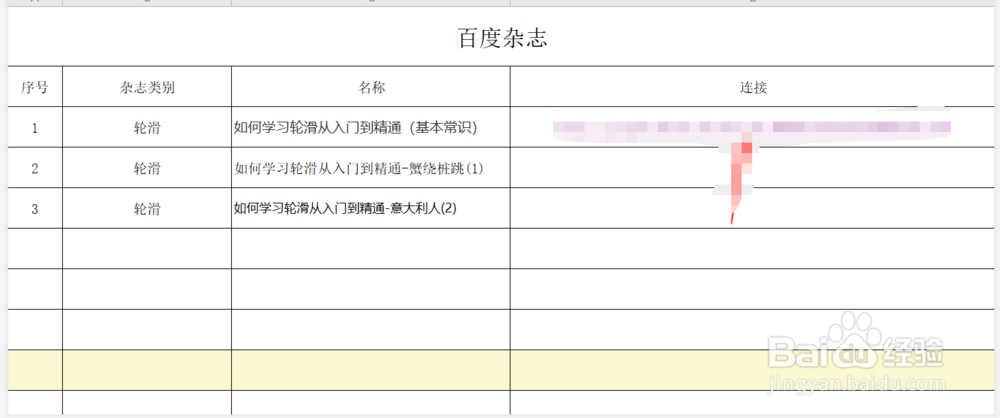 如何建立一个统计表,来统计百度经验数量及优质
