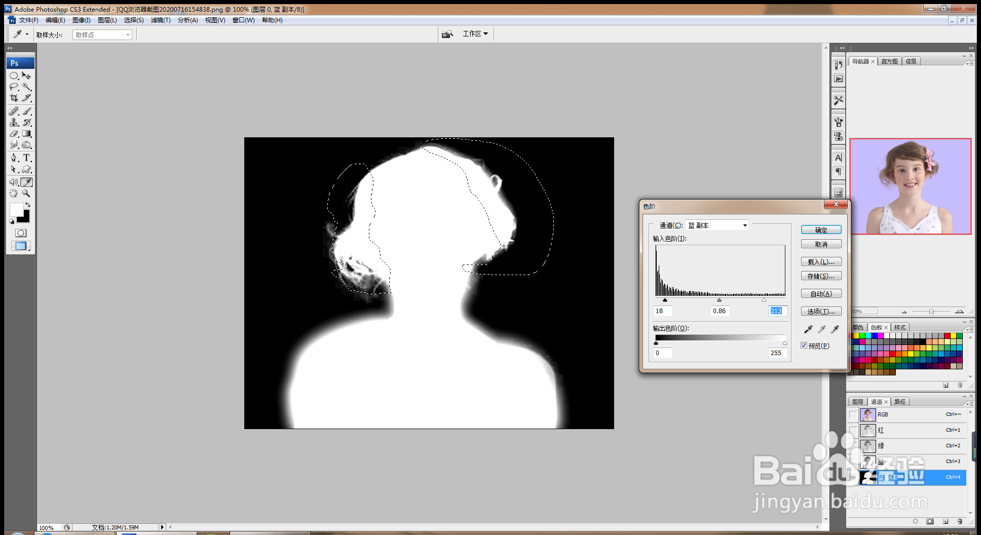 PS软件用通道工具抠图