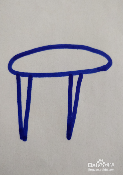 四腿圆桌的简笔画怎么画？