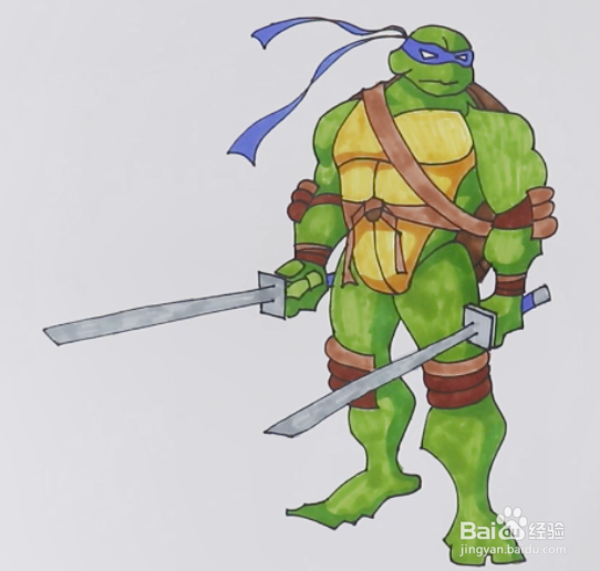 忍者神龟怎么画 彩铅图片