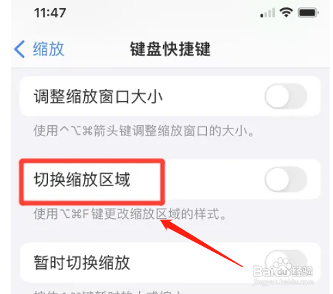 iphone手机如何开启切换缩放区域功能