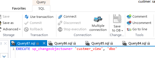 如何用SQL DB Studio生成视图CHANGE SCHEMA语句