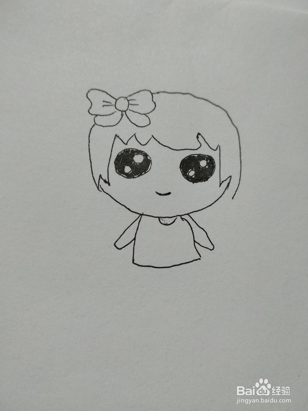 抖音中女孩简笔画步骤