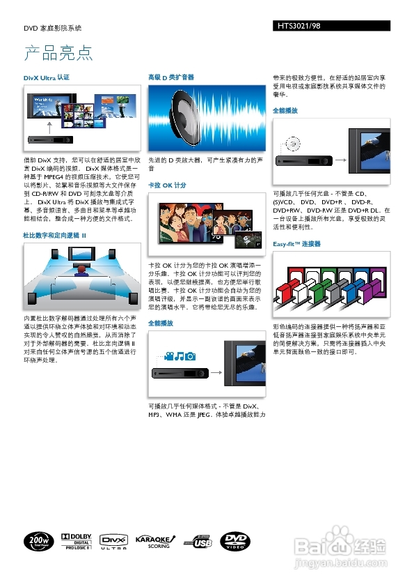 PHILIPS HTS3021家庭影院系统使用说明书