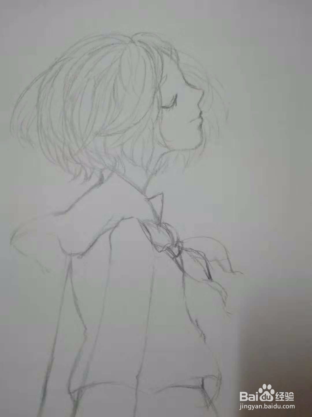 《迎风少女》手绘漫画人物插画线稿教程