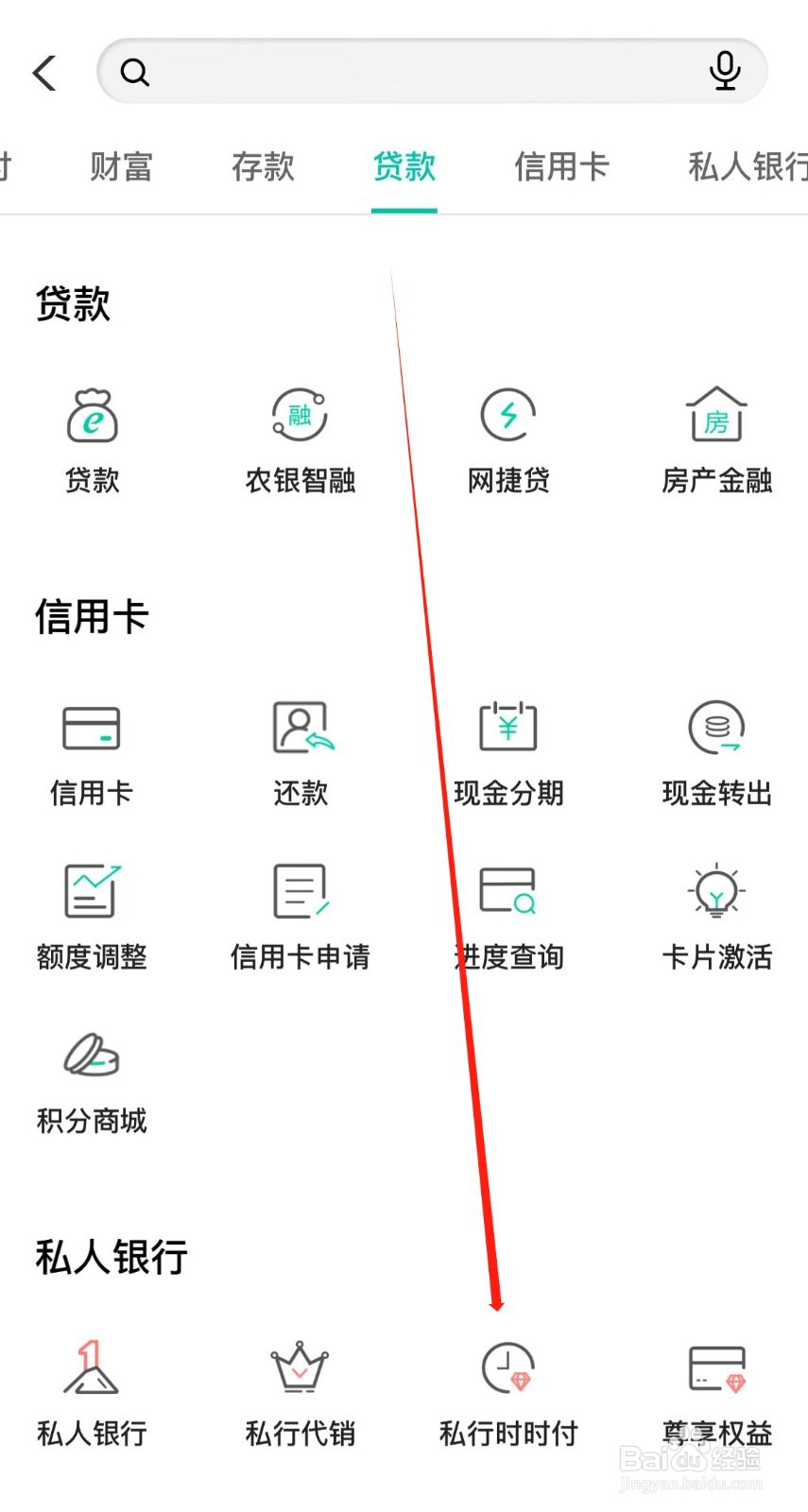 中国农业银行怎样找到私行时时付