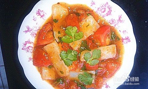 家常版西红柿热拌煎凉粉的做法