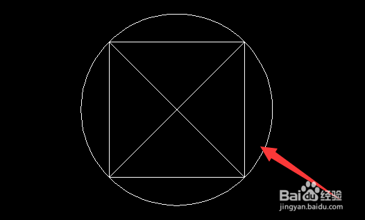 cad中左圆的内接正方形