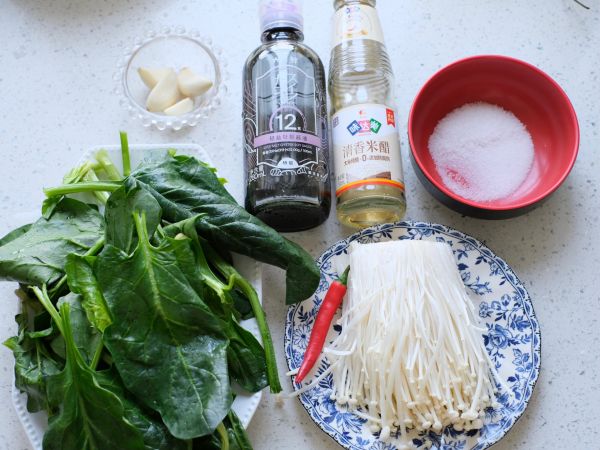 凉拌菠菜金针菇