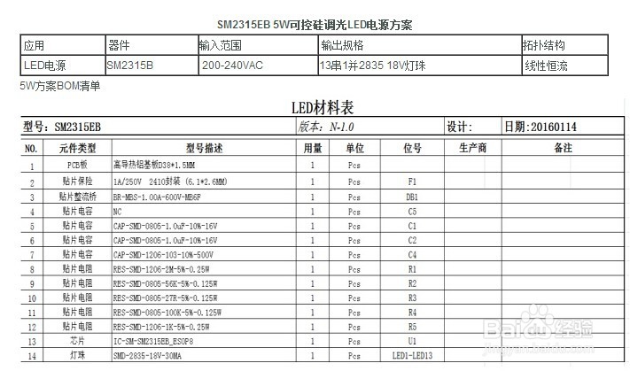 SM2315EB 5W可控硅调光LED电源芯片方案