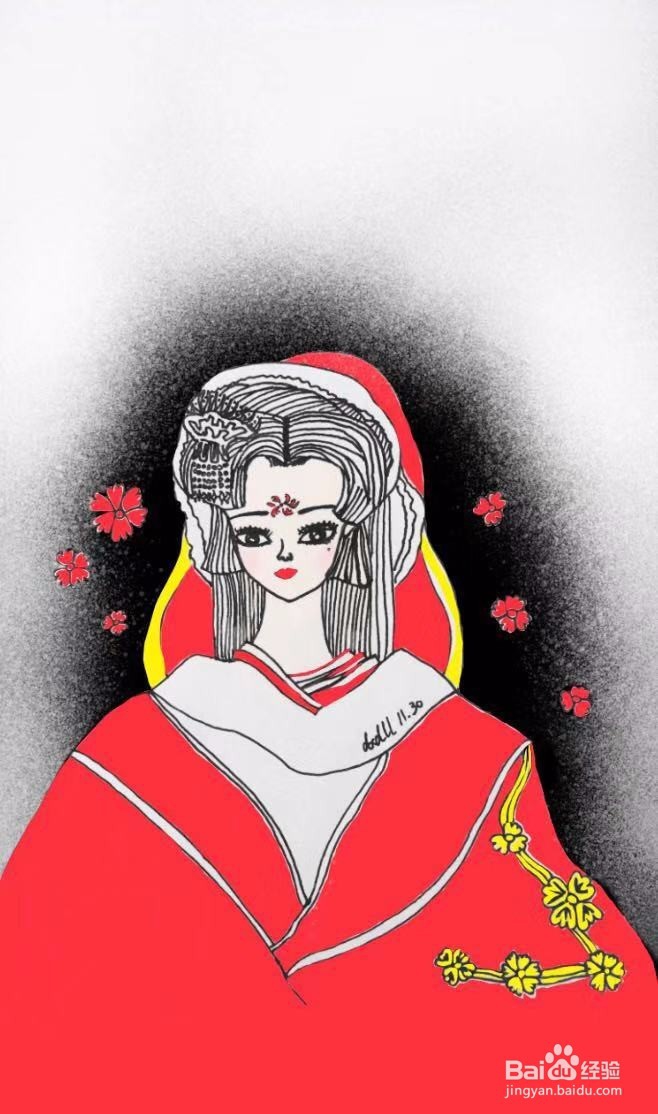茉莉水彩手绘之雪姬