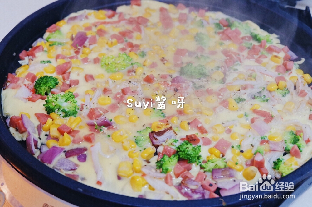 吃不胖的西兰花玉米火腿烘蛋