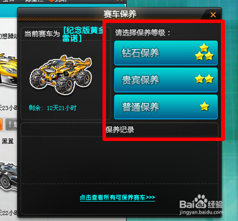 QQ飞车纪念版黄金雷诺怎么保养