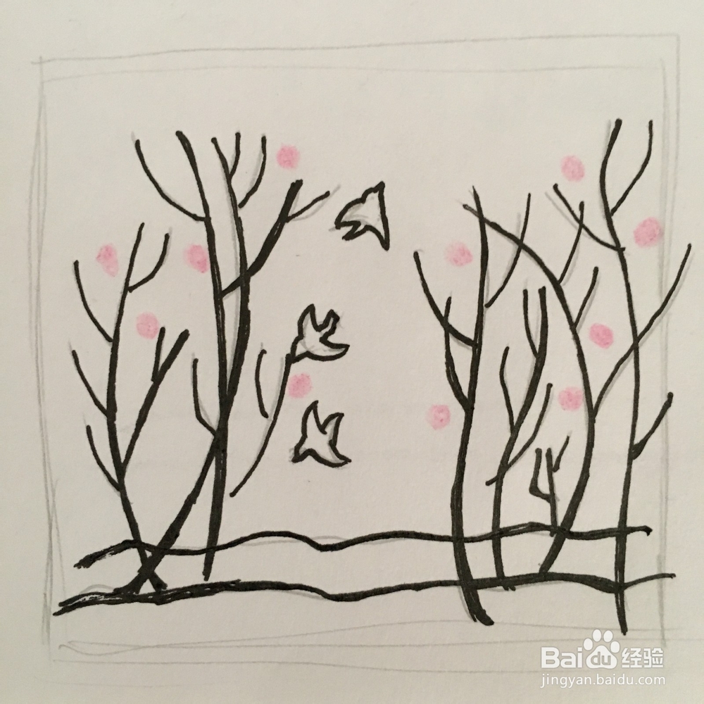 鸟语花香的树林怎么画