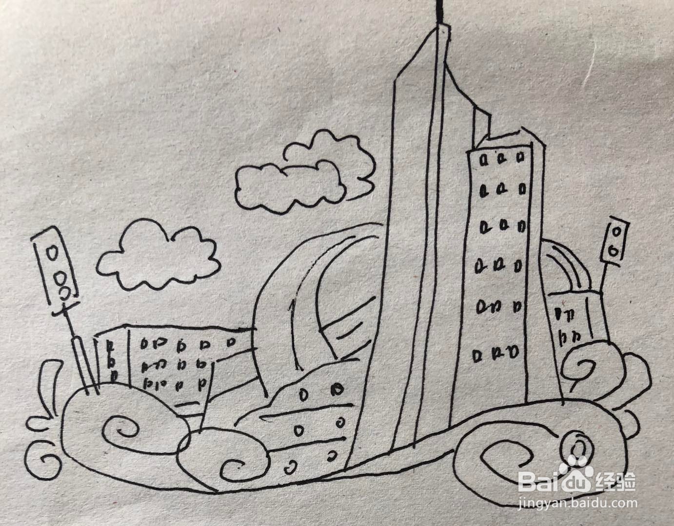 美丽东莞我的家简笔画