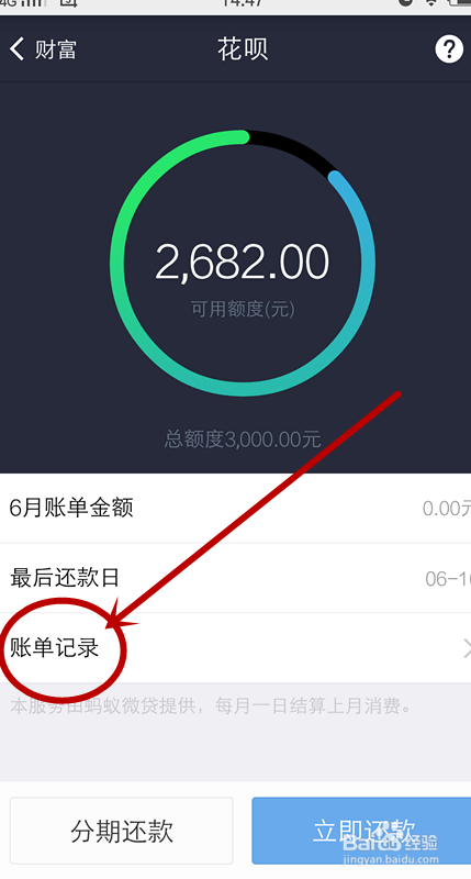 如何在支付宝钱包上查看花呗账单