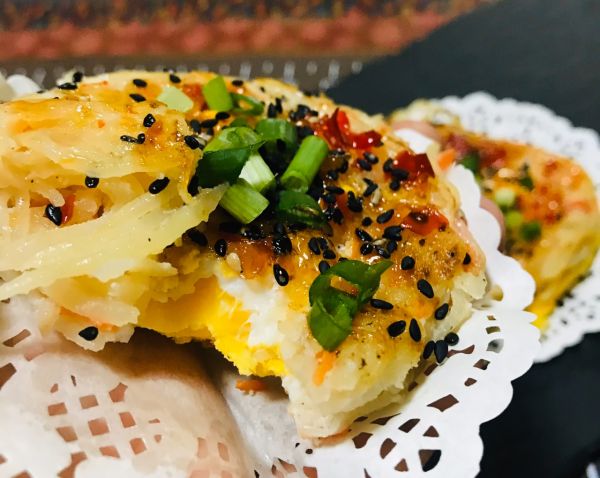 鸟巢土豆丝煎蛋饼