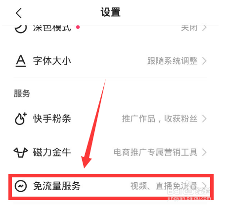 快手免流量服务怎么关闭