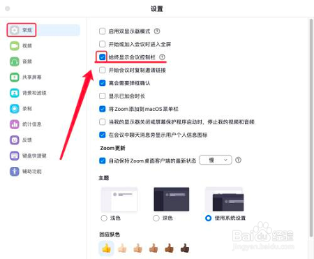 Zoom怎么设置始终显示会议控制栏