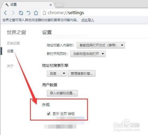 世界之窗怎样在外观上显示