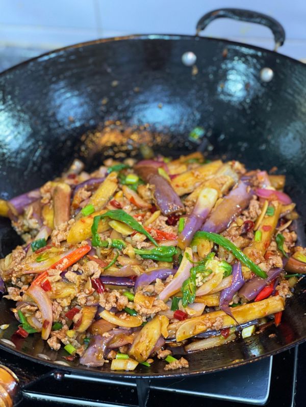 青椒肉沫炒茄子