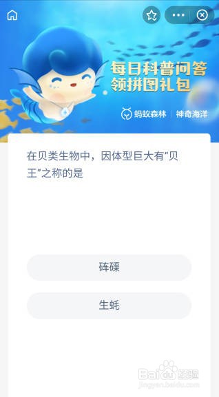 在贝类生物中因体型巨大有贝王之称的是