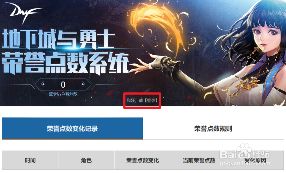 dnf荣誉点数怎么看