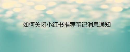 如何关闭小红书推荐笔记消息通知