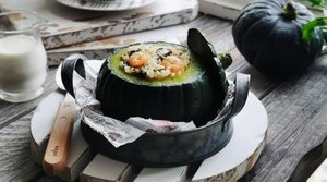南瓜里面蒸米饭的做法