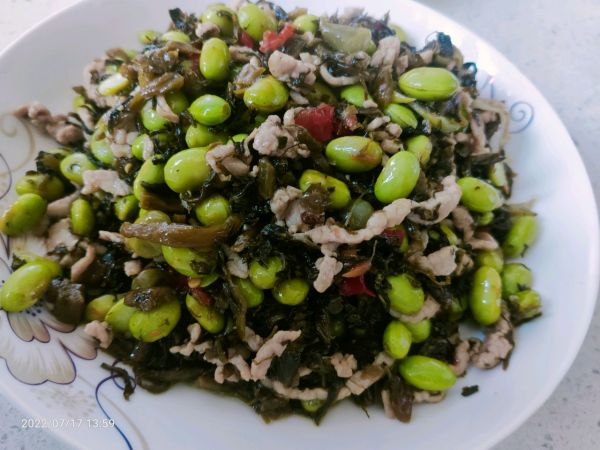 雪里蕻毛豆炒肉丝